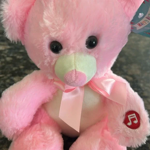 LINZY MUSCICAL HAPPY BIRTHDAY PINK TEDDY BEAR NWT - Picture 7 of 7